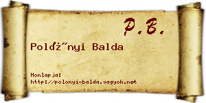 Polónyi Balda névjegykártya